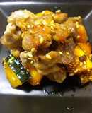 金ごまいりごまたっぷりかぼちゃ豚肉炒め