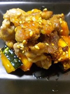 金ごまいりごまたっぷりかぼちゃ豚肉炒め-レシピのメイン写真