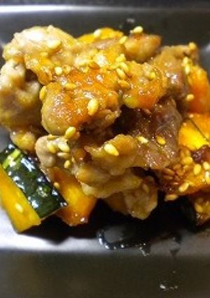金ごまいりごまたっぷりかぼちゃ豚肉炒め-レシピのメイン写真