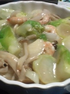 つぼみ菜と縞エビの炒め物-レシピのメイン写真