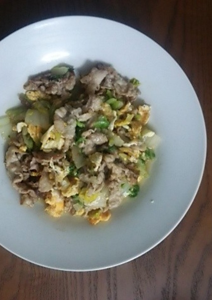 野菜炒め（豚肉と白菜と卵）-レシピのメイン写真