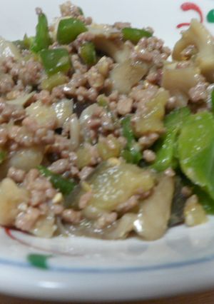 マイタケとピーマンとひき肉の味噌炒め-レシピのメイン写真