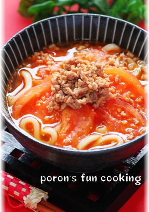 トマトたっぷり♪キムチスープうどん-レシピのメイン写真