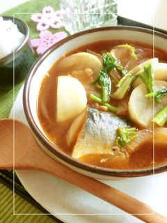 *鯖缶・蕪・玉葱*プチッとキムチスープ-レシピのメイン写真