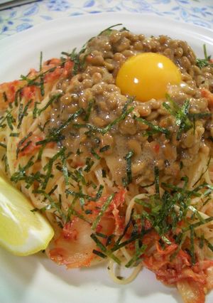 納豆好き必見！たらこ＆納豆＆キムチスパ♪-レシピのメイン写真