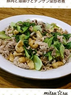 簡単♡豚肉と油揚げとチンゲン菜炒め煮-レシピのメイン写真