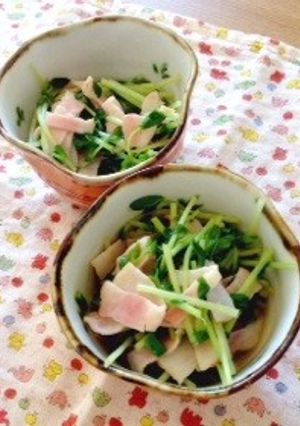 簡単時短 副菜！豆苗とベーコンのおひたし-レシピのメイン写真