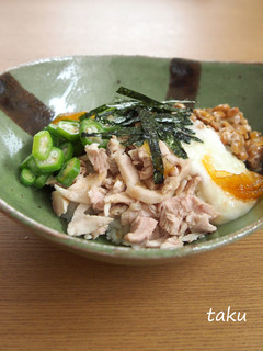 茹で鳥と納豆のネバネバ野菜丼-レシピのメイン写真