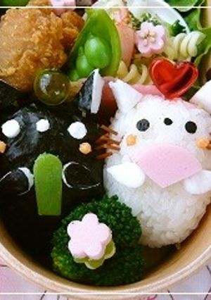 キャラ弁☆ねこちゃんツインズdeお雛様☆-レシピのメイン写真