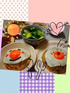 かわいい簡単♪キャラ飯☆目玉焼き炒飯-レシピのメイン写真