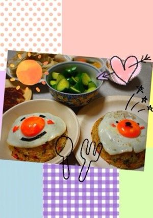 かわいい簡単♪キャラ飯☆目玉焼き炒飯-レシピのメイン写真