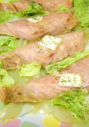 レンジで簡単❤鮭と白菜のワイン蒸し❤-レシピのメイン写真
