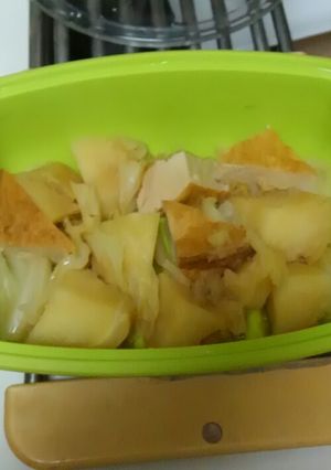 ☆レンジで☆じゃがいも厚揚げキャベツ蒸し-レシピのメイン写真