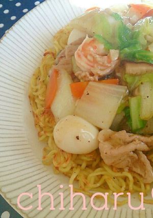 残り野菜消費♥簡単あんかけ固焼きそば-レシピのメイン写真