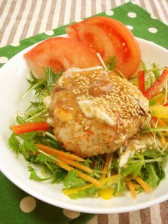 焼きおにぎりの梅あんかけ☆野菜と一緒に-レシピのメイン写真