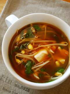 ピリ辛♪豆もやしとニラと豆腐のスープ-レシピのメイン写真