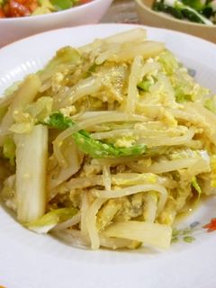 簡単♪長芋もやしレタスの卵炒め☆-レシピのメイン写真