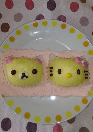 HMでデコ☆コリラックマ★キティ蒸しパン-レシピのメイン写真