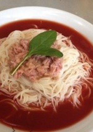 簡単3分で完成★ツナとトマト冷製そうめん-レシピのメイン写真