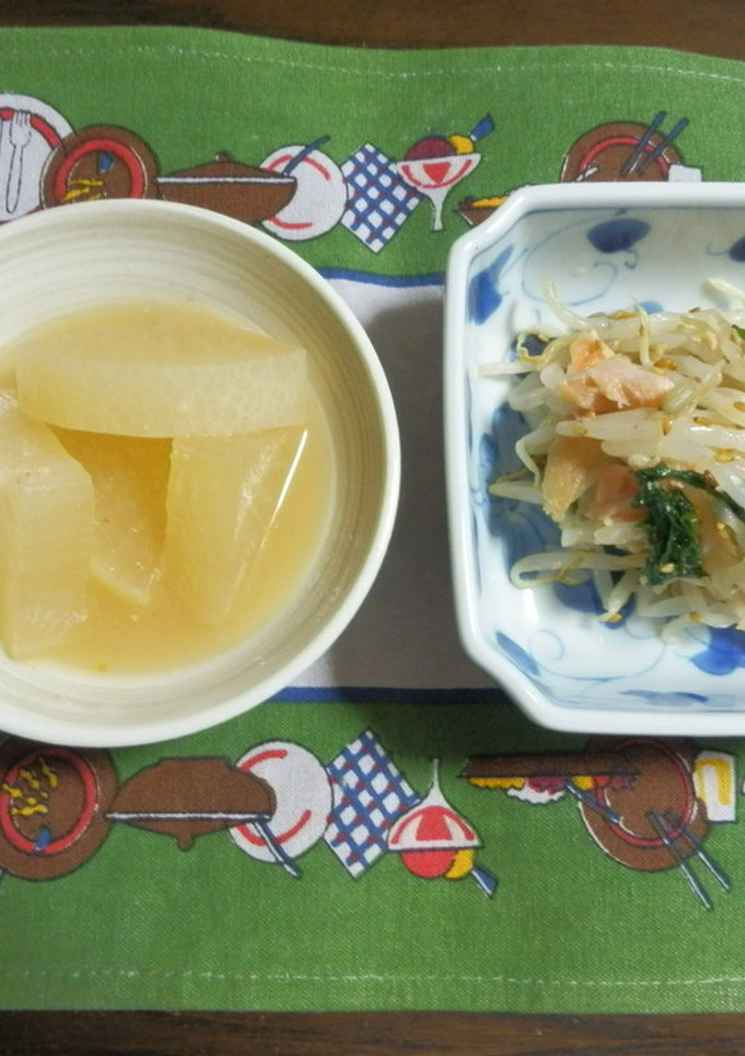 焼き塩しゃけdeもやしの和え物＆大根煮-レシピのメイン写真