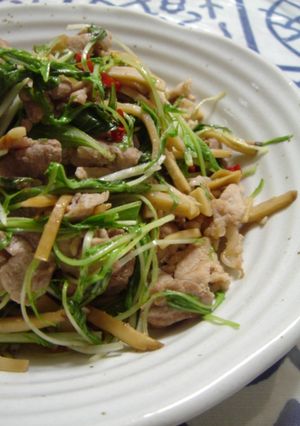 水菜と豚の炒め物-レシピのメイン写真
