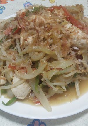 鶏ささみと野菜の梅おかか炒め-レシピのメイン写真