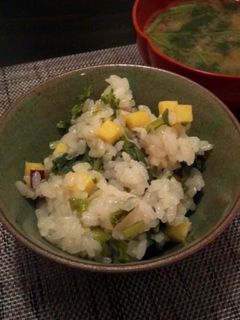 菜の花とさつま芋の炊き込みごはん-レシピのメイン写真
