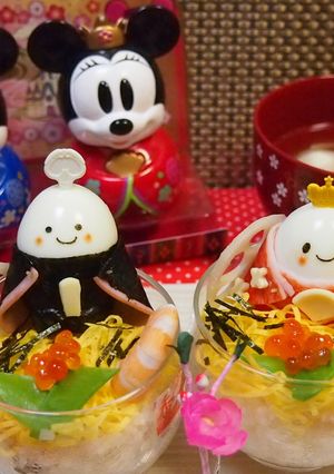 カップちらし寿司でひな祭り♡茹で玉お雛様-レシピのメイン写真