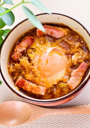 プチッと鍋で♡山盛キャベツ巣ごもりスープ-レシピのメイン写真