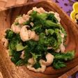 簡単!麺つゆで菜の花と鶏皮の辛子マヨ和え