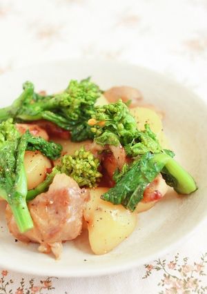 鶏もも肉とじゃが芋と菜の花のぽん酢炒め。-レシピのメイン写真