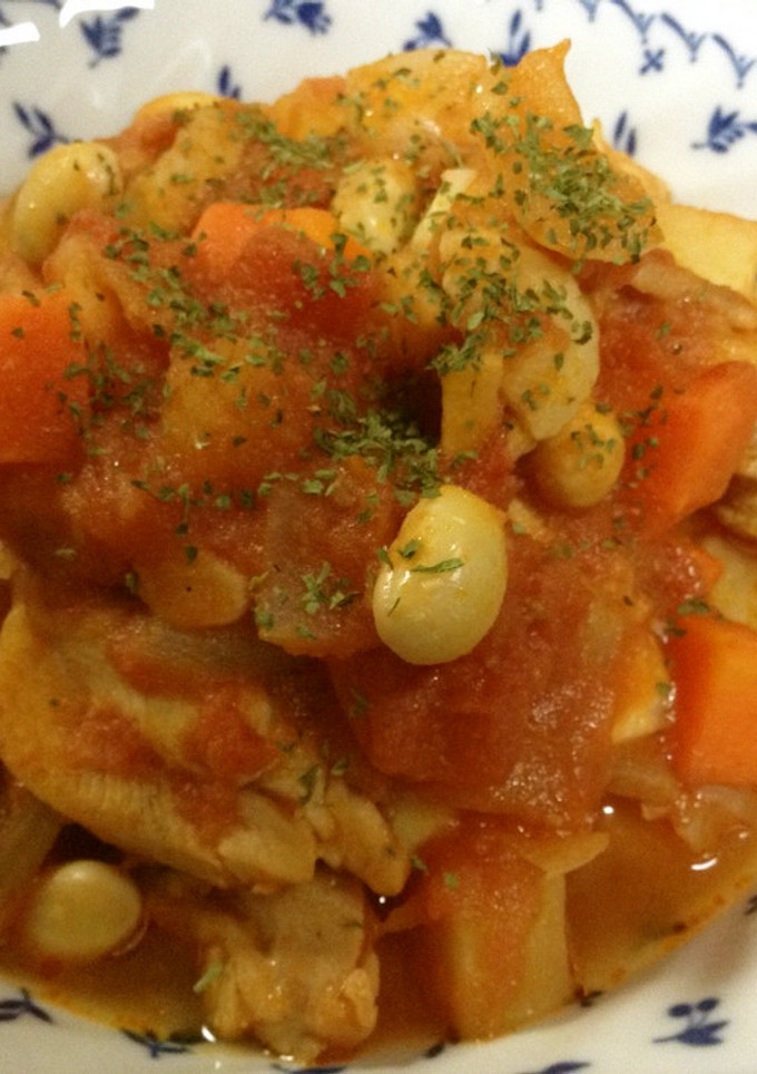 簡単！定番！鶏もも肉と大豆のトマト煮-レシピのメイン写真