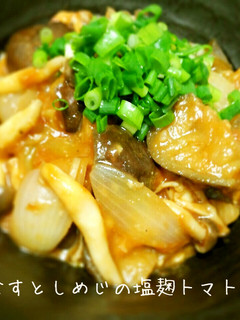 ヘルシー!なすとしめじの塩麹トマト煮-レシピのメイン写真