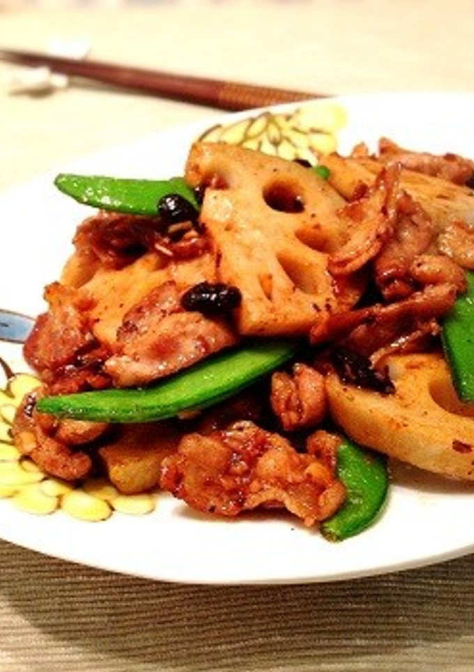 蓮根と豚肉の豆鼓醤炒め-レシピのメイン写真