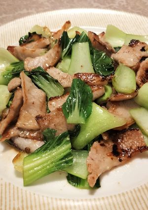 豚肉とチンゲン菜のワンパンにんにく塩炒め-レシピのメイン写真