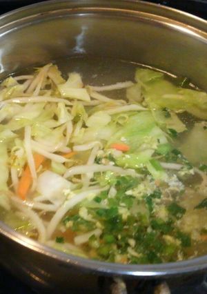 リメイク！残念野菜炒めのスープ(^o^;-レシピのメイン写真