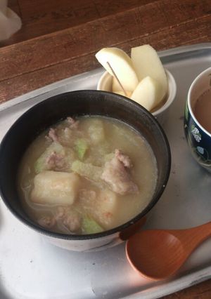 おろし＆炒め大根と豚の餅入りスープ-レシピのメイン写真