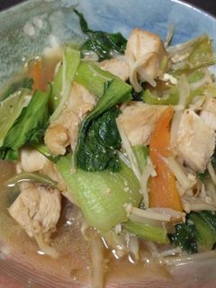 ☆チンゲン菜と鶏肉のめんつゆ炒め☆-レシピのメイン写真