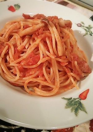 *ツナとベーコンしめじのトマトパスタ*-レシピのメイン写真