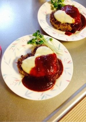ハートのチーズハンバーグ ♡-レシピのメイン写真