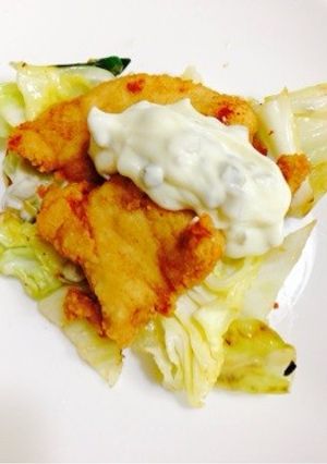 から揚げタルタルペペロンキャベツと一緒に-レシピのメイン写真