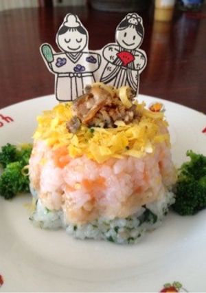 ♡離乳食☆三色押し寿司♡ひなまつり-レシピのメイン写真