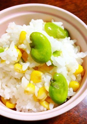春♡そら豆とコーンの混ぜご飯♡-レシピのメイン写真