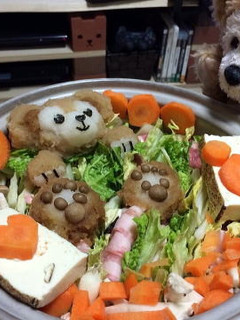 大根おろしアートでダッフィー鍋!肉球❤-レシピのメイン写真