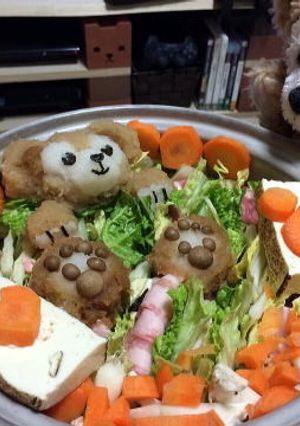 大根おろしアートでダッフィー鍋！肉球❤-レシピのメイン写真