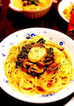 ほうれん草としめじの和風スープパスタ-レシピのメイン写真