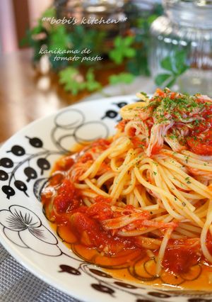 レンジで簡単♡カニカマトマトソースパスタ-レシピのメイン写真