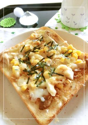 エリンギ×コーンのわさびおかかトースト-レシピのメイン写真