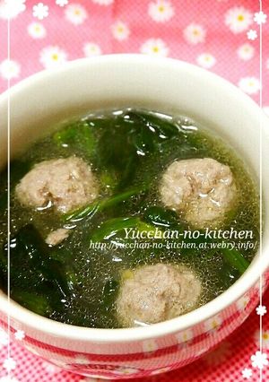 簡単♪ほうれん草と肉団子の春雨スープ-レシピのメイン写真
