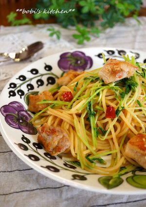 ＊若鶏と水菜のぺペロンチーノ＊-レシピのメイン写真